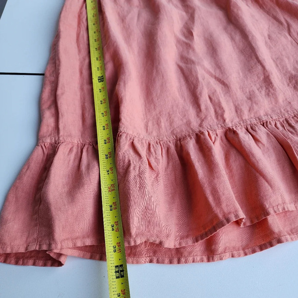 NWT Anthropologie Cynthia Rowley Irang Pink 100% Linen Dress Sleeveless Ruffle L - Picture 11 of 11